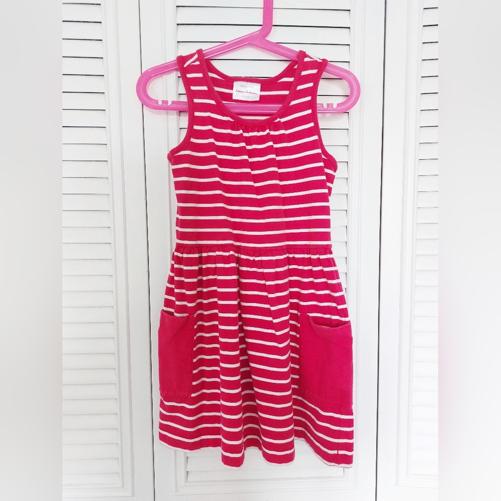 Hanna Andersson Red Pleated Sundress Sleeveless Scoop Neck With Pockets
